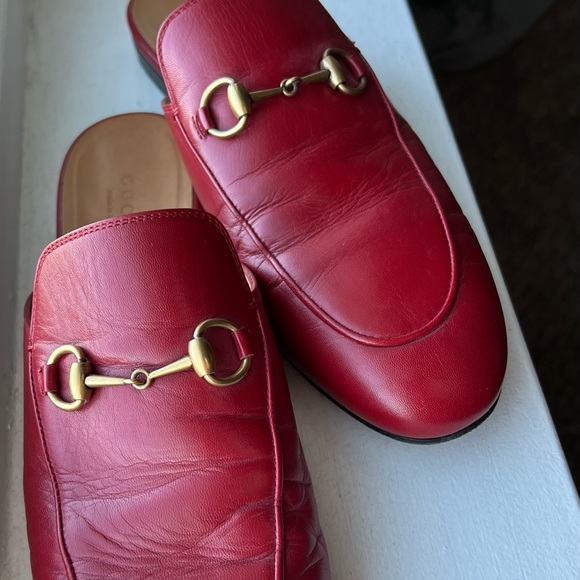 Gucci Red Leather Princetown Mules - Picture 2 of 5
